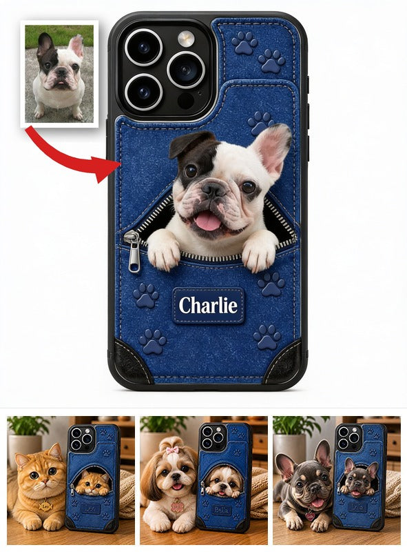 Personalized Peeking Black & White French Bulldog Wallet Phone Case Dog Lover Gift
