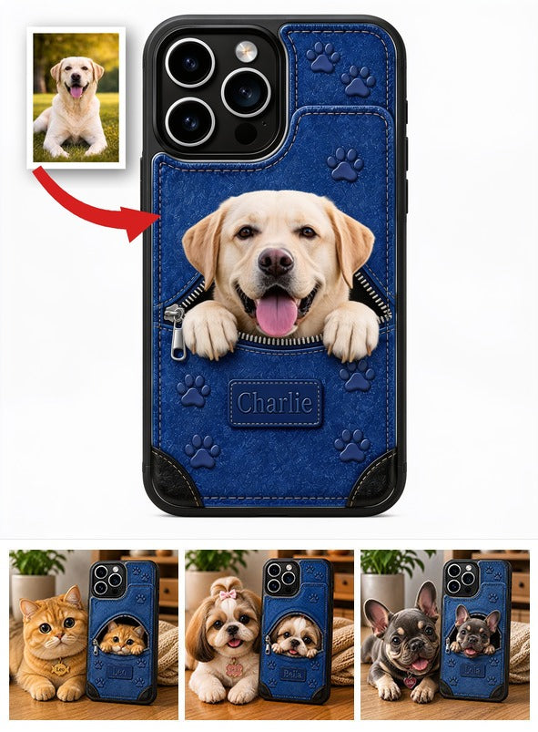 Personalized Peeking Pale Cream Yellow Labrador Retriever Wallet Phone Case Dog Lover Gift