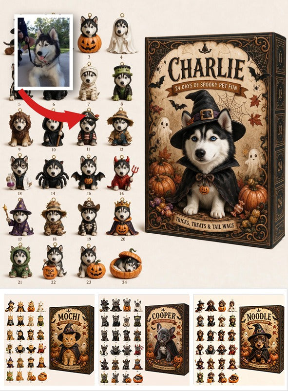 Calendrier de l'Avent Personnalisé Husky Sibérien Noir & Blanc