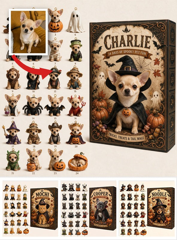 Calendrier de l'Avent Personnalisé Halloween Fawn Chihuahua Avec Mini Ornements Cadeau Amoureux des Chiens