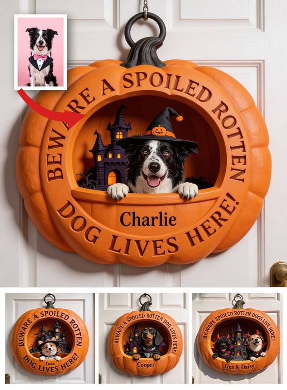 Personalized Halloween Black and White Border Collie Pumpkin Wood Sign Home Decor