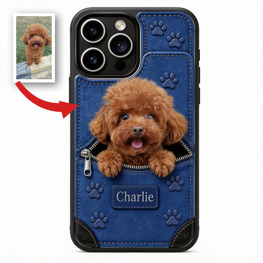 Personalized Reddish Brown Curly Toy Poodle Wallet Phone Case, Dog Lover Gift