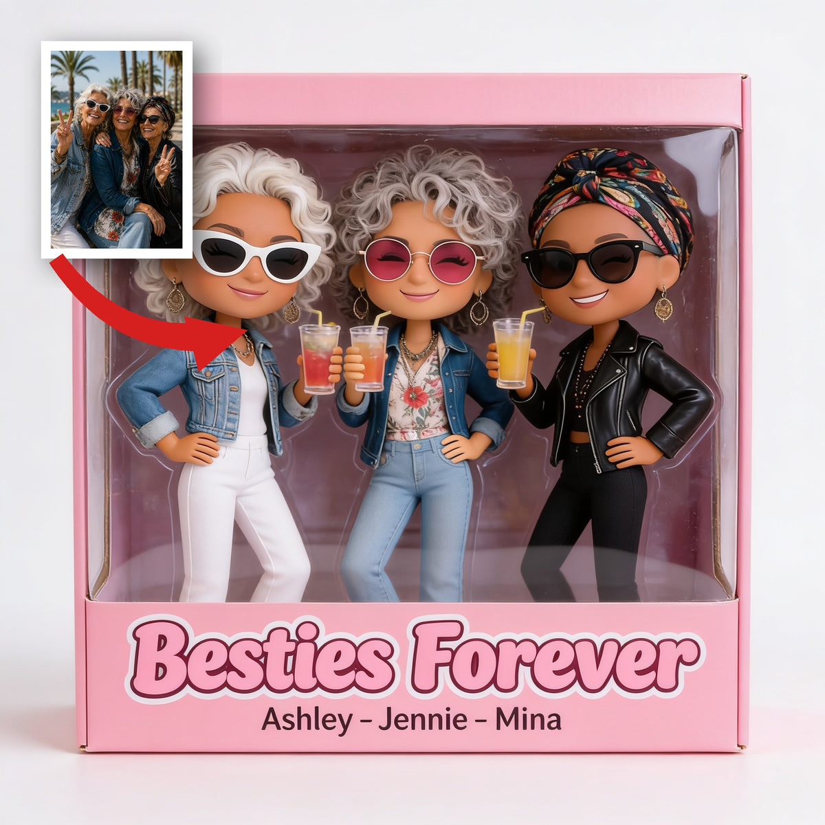 Custom Photo Older Latina Best Friends Shaped Acrylic Plaque Besties Forever Gift