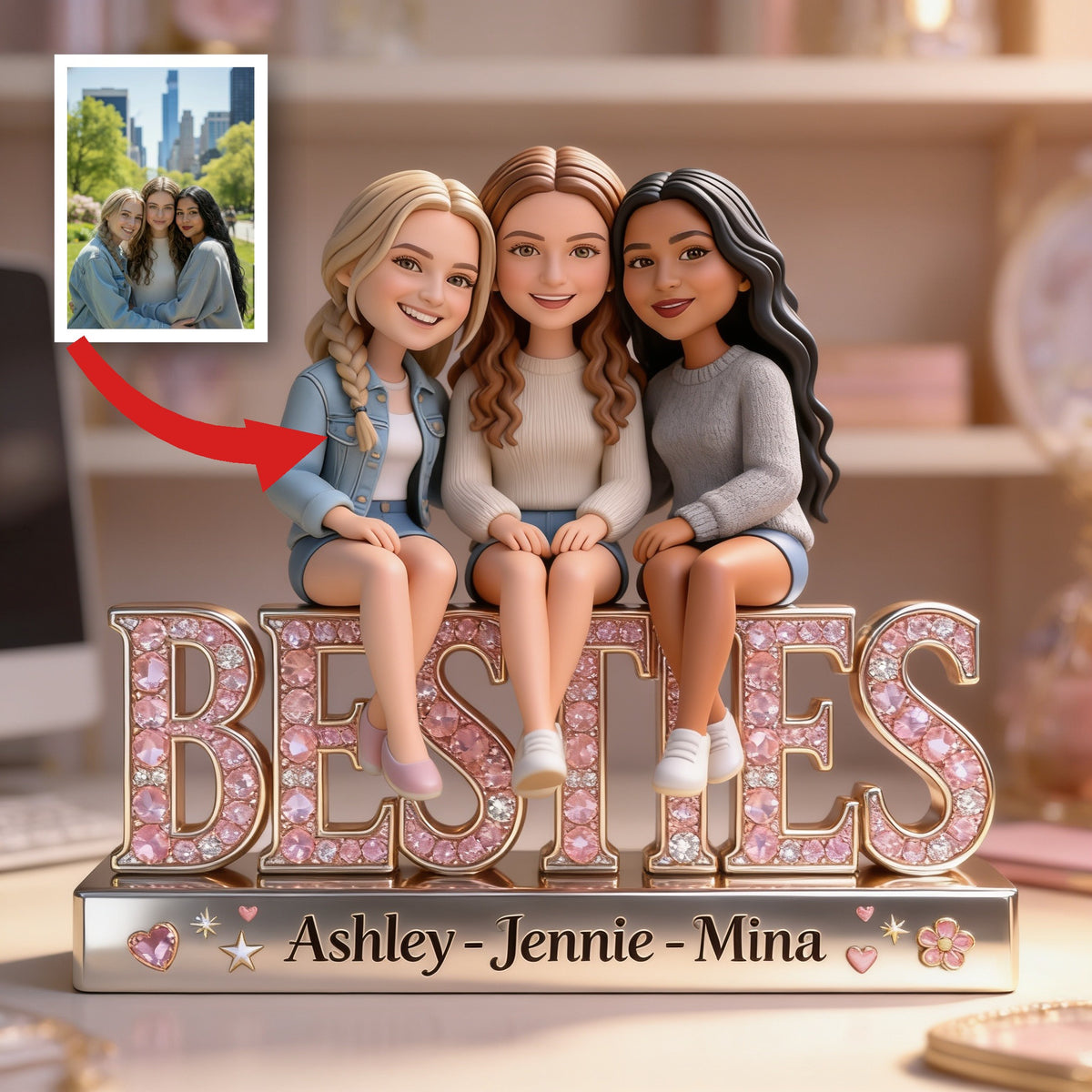 Personalized Female Besties Acrylic Plaque Best Friend Friendship Gift