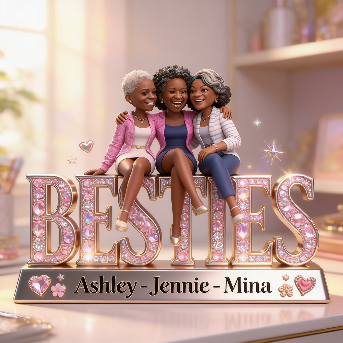 Personalized Older Black Best Friends Custom Shaped Acrylic Plaque Bestie Gift