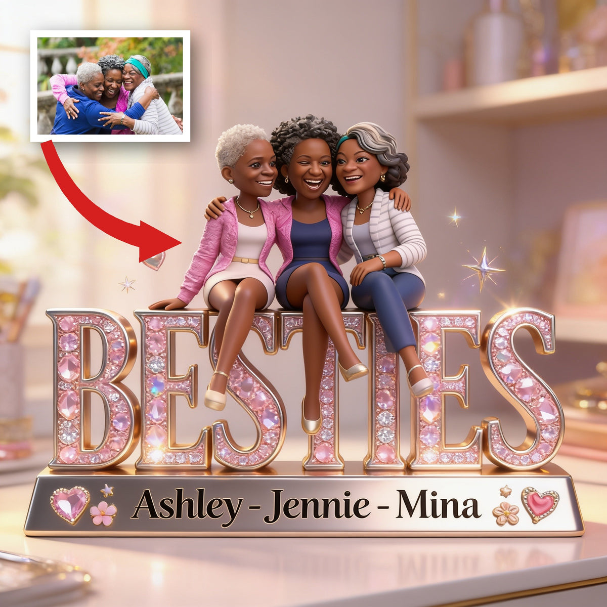 Personalized Older Black Best Friends Custom Shaped Acrylic Plaque Bestie Gift