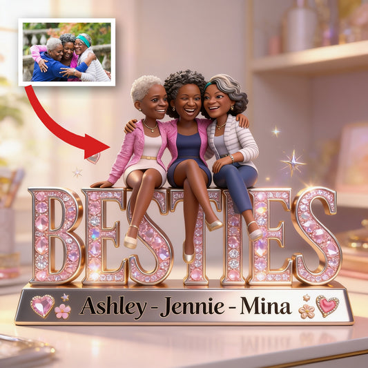 Personalized Older Black Best Friends Custom Shaped Acrylic Plaque Bestie Gift