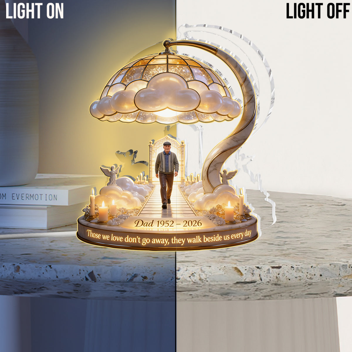 Lampe de Nuit LED Acrylique Personnalisée en Mémoire d'Homme Noir Senior