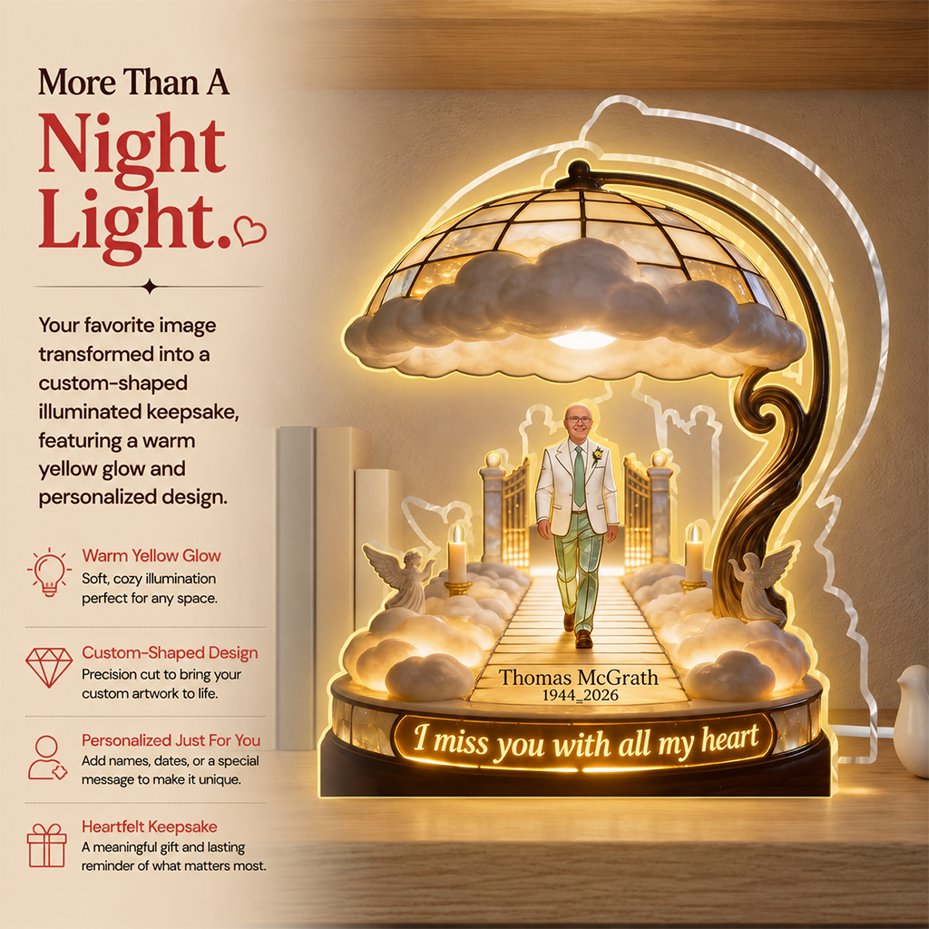 Personalized Older Man Memorial Acrylic LED Night Light, Bereavement Keepsake Gift