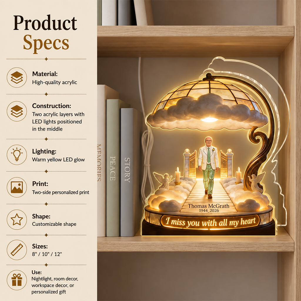 Personalized Latino Little Boy Memorial Acrylic LED Night Light Remembrance Keepsake
