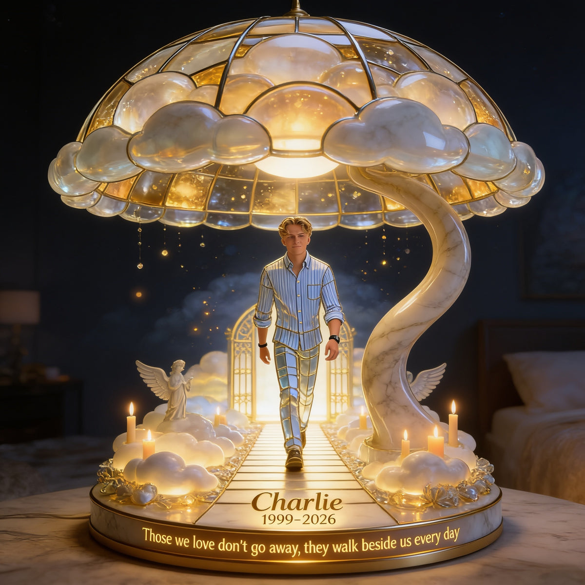 Personalized Memorial Man Acrylic LED Night Light Remembrance Sympathy Gift