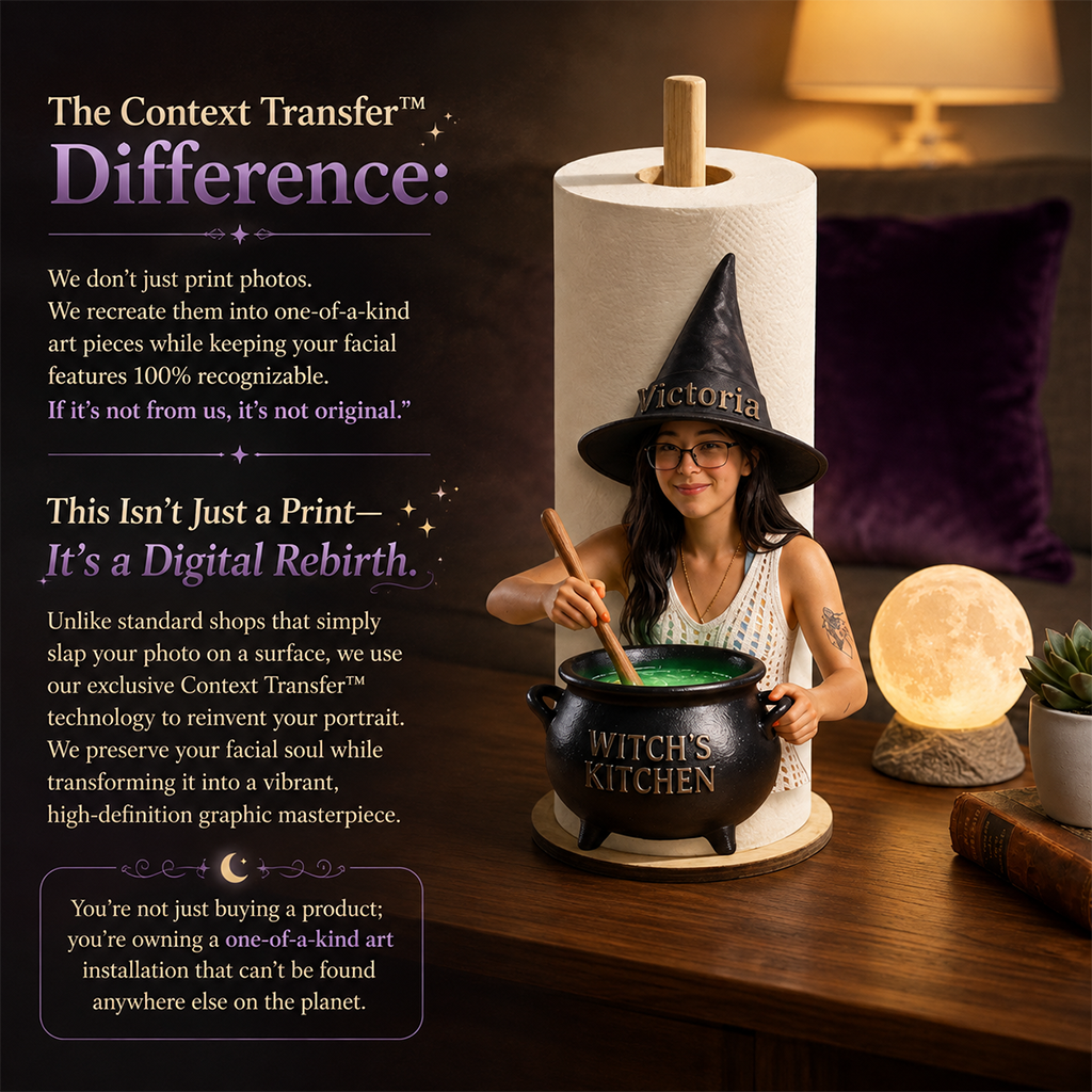 Personalized Black Woman Witch Paper Towel Stand, Witch's Kitchen Decor Gift