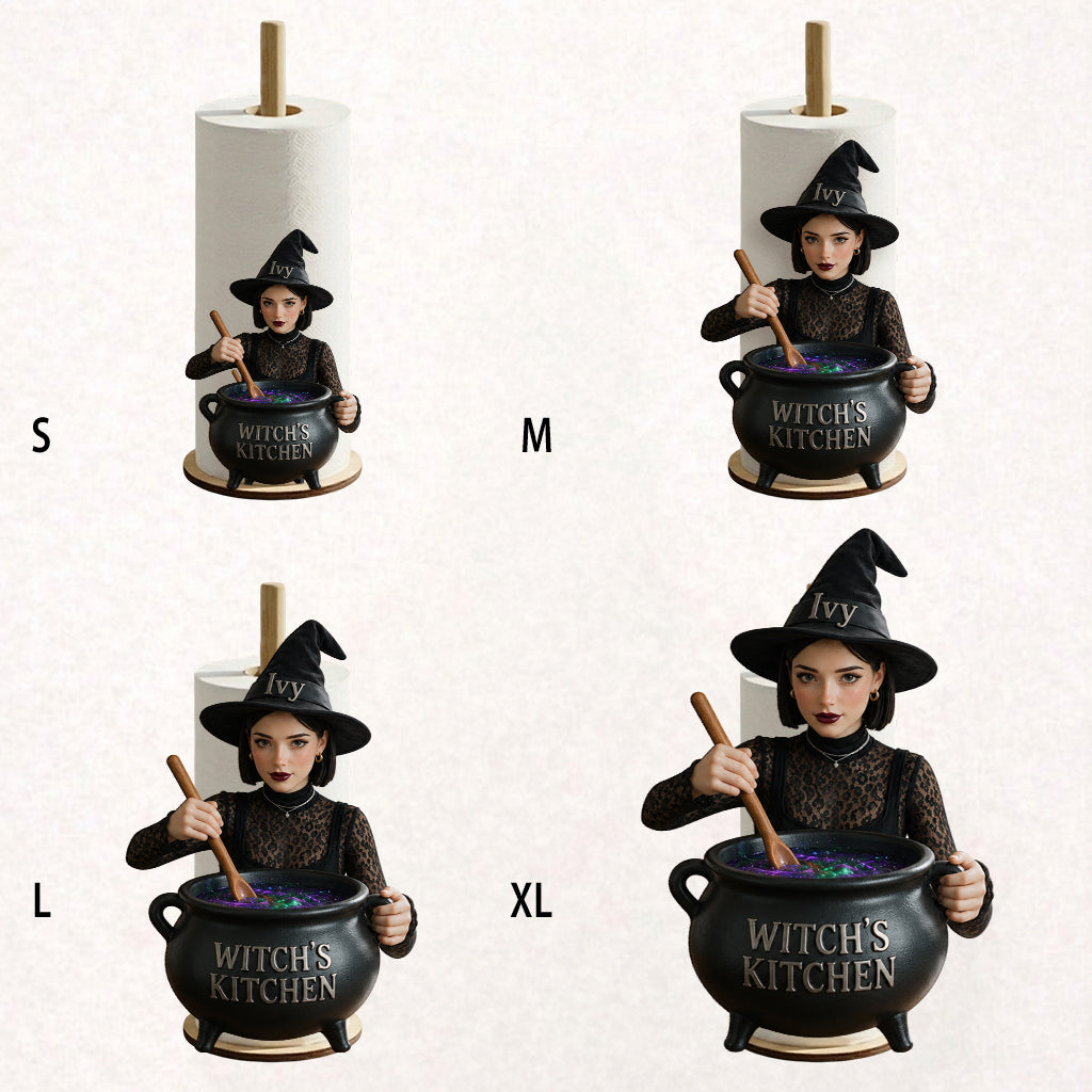 Personalized Witch Kitchen Older Latina Witch Paper Towel Stand Kitchen Decor