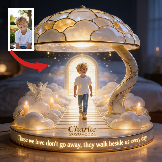 Personalized Little Boy Memorial Acrylic LED Night Light, Son Grandson Remembrance Gift