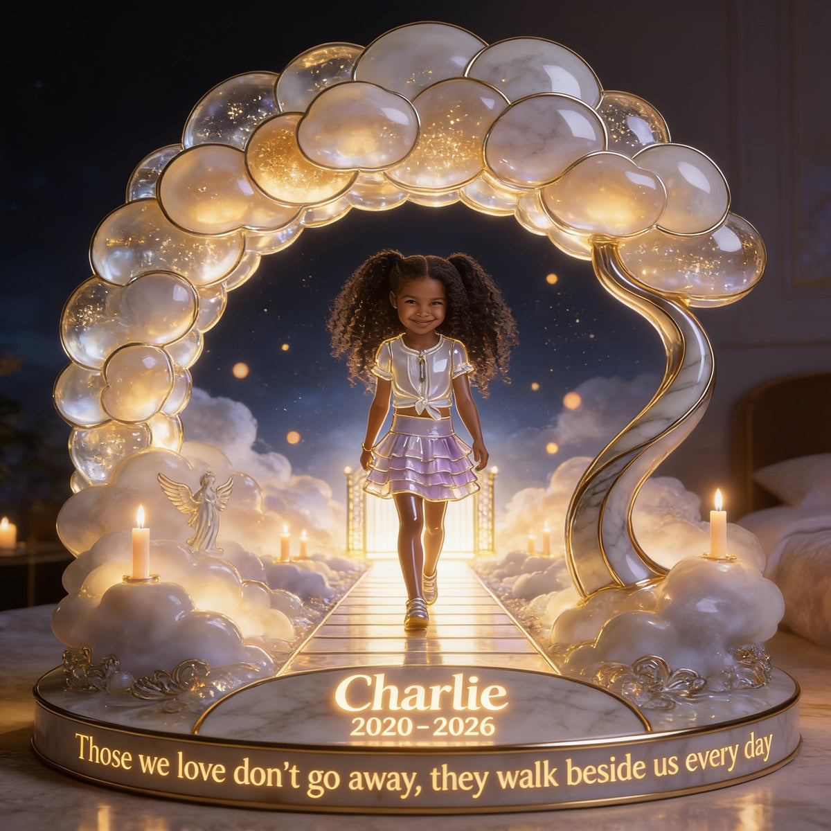 Lampe de Nuit LED Acrylique Personnalisée en Mémoire d'une Petite Fille Noire