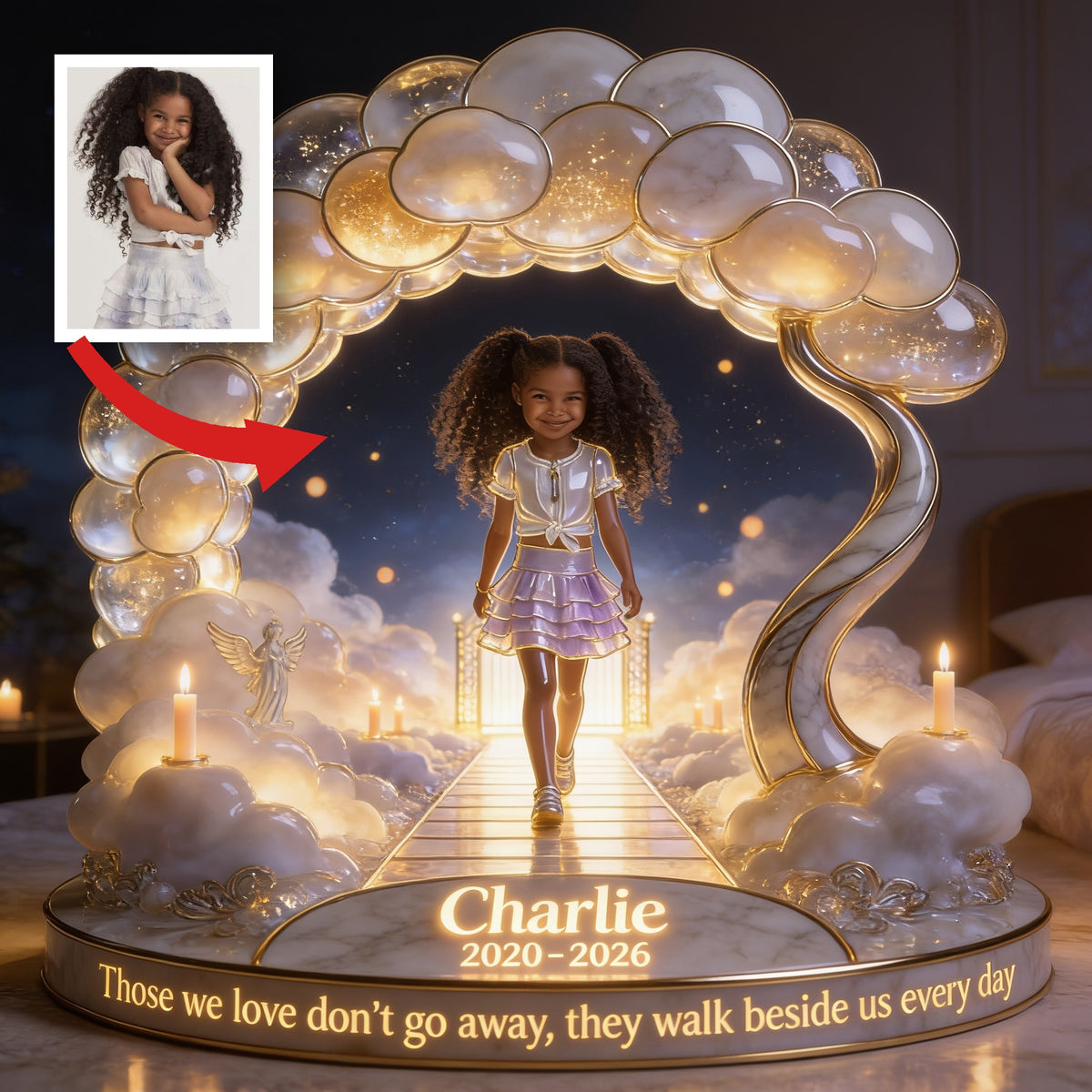 Lampe de Nuit LED Acrylique Personnalisée en Mémoire d'une Petite Fille Noire