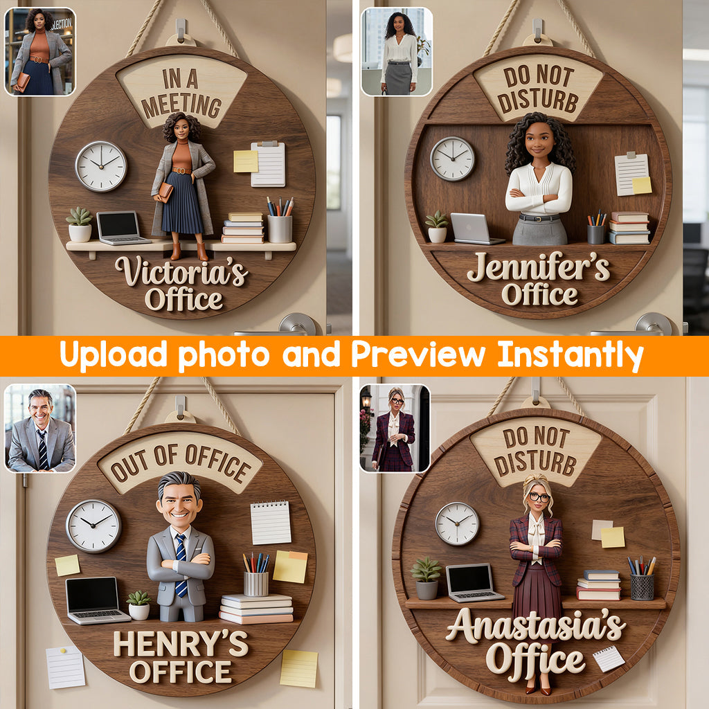 Custom Photo Office Man Spinner Status Sign Office Door Decor