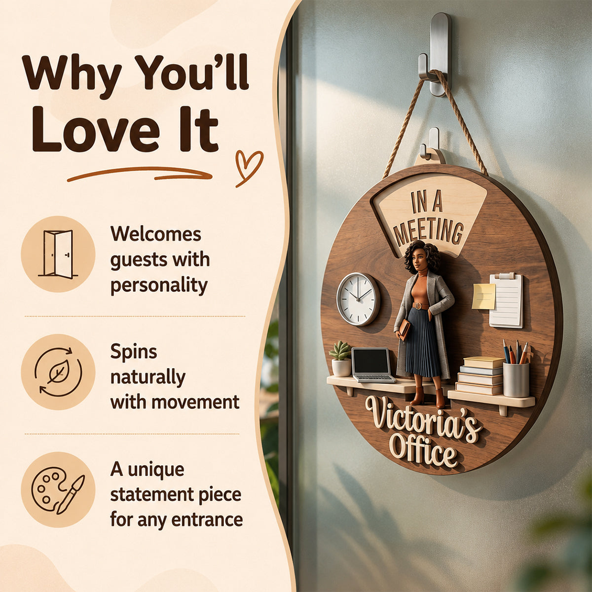 Custom Photo Office Woman Spinner Sign Do Not Disturb Office Door Decor