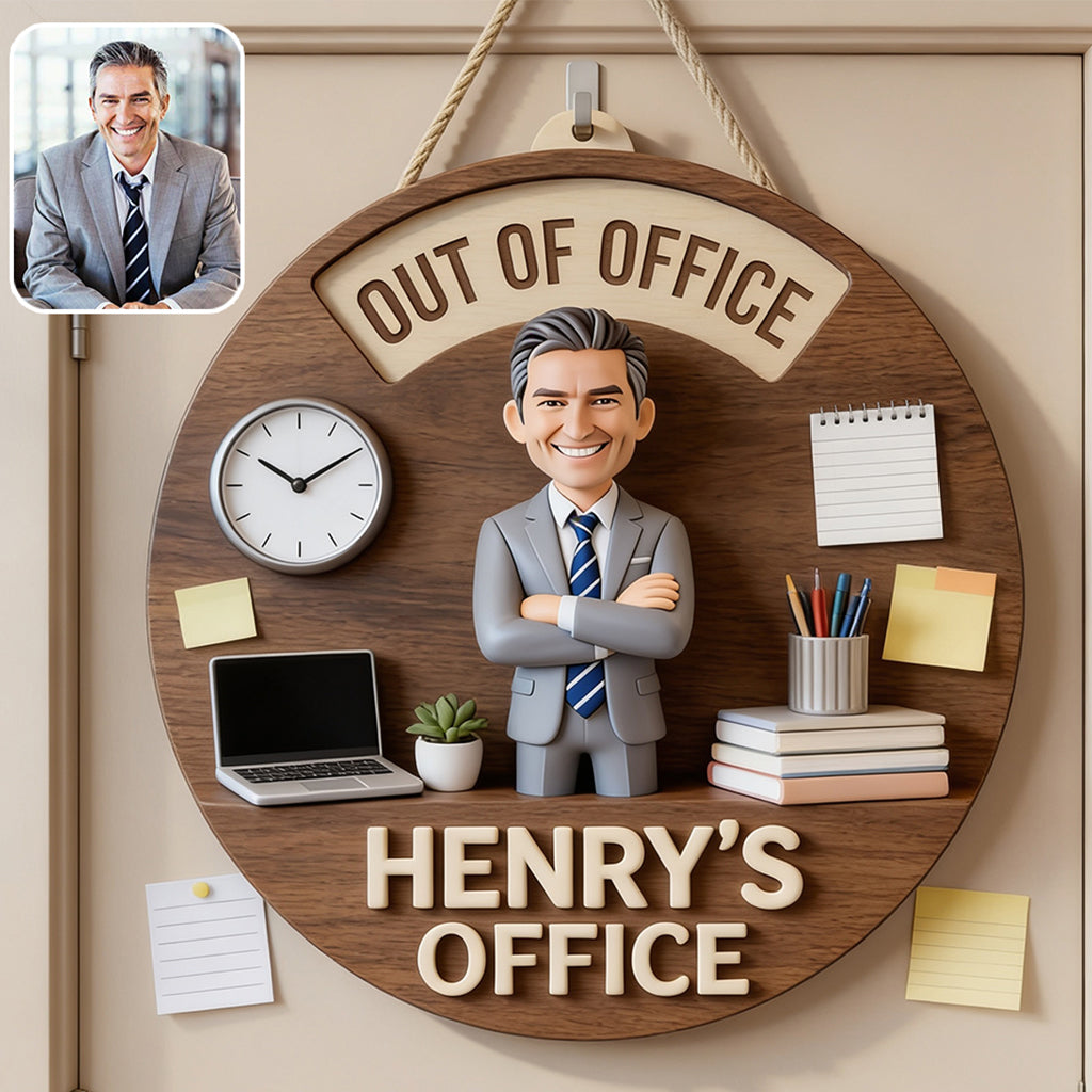 Custom Photo Office Man Spinner Status Sign Office Door Decor