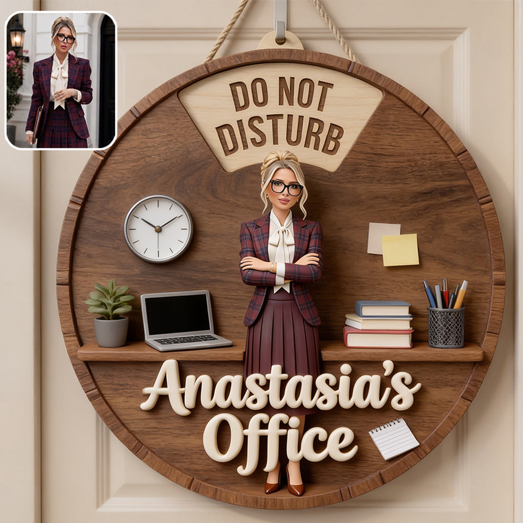 Custom Photo Older Latina Woman Office Spinner Sign Office Door Status Decor