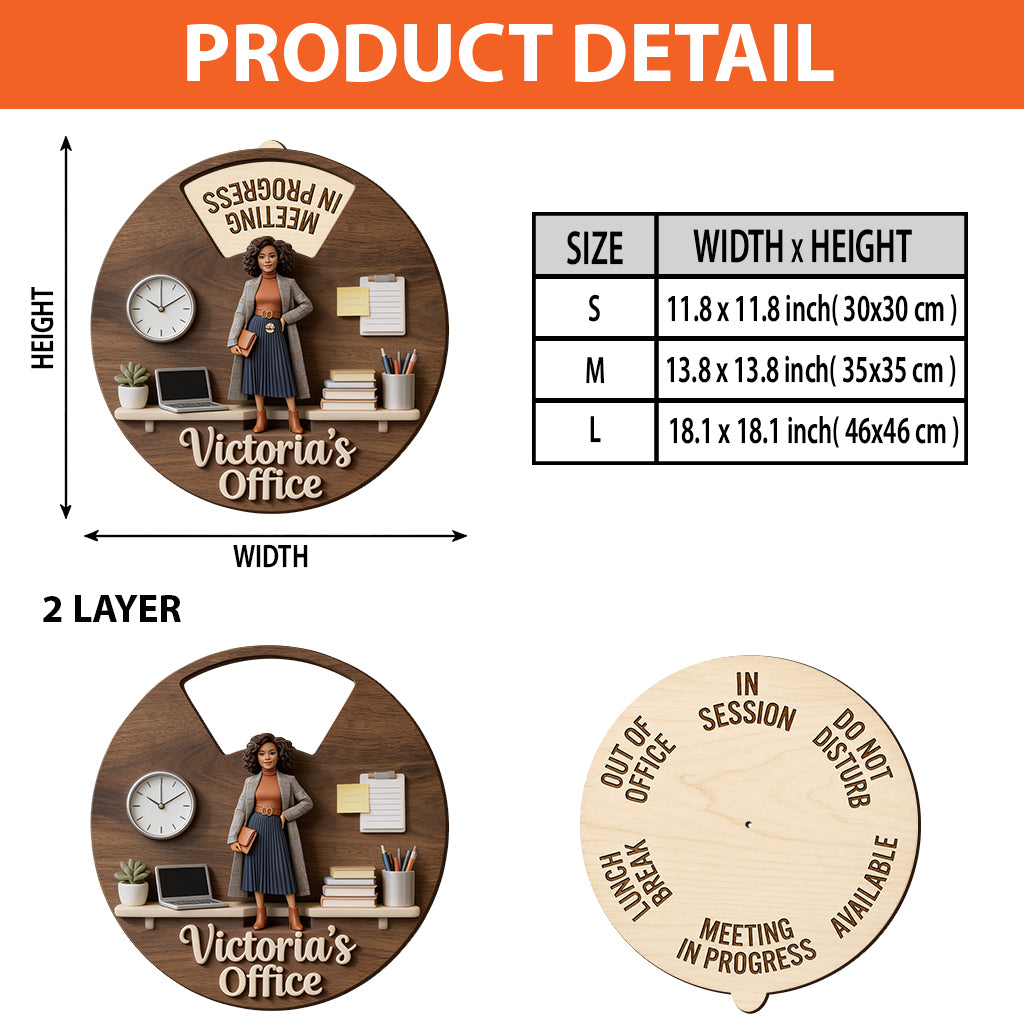 Custom Photo Older Latina Woman Office Spinner Sign Office Door Status Decor