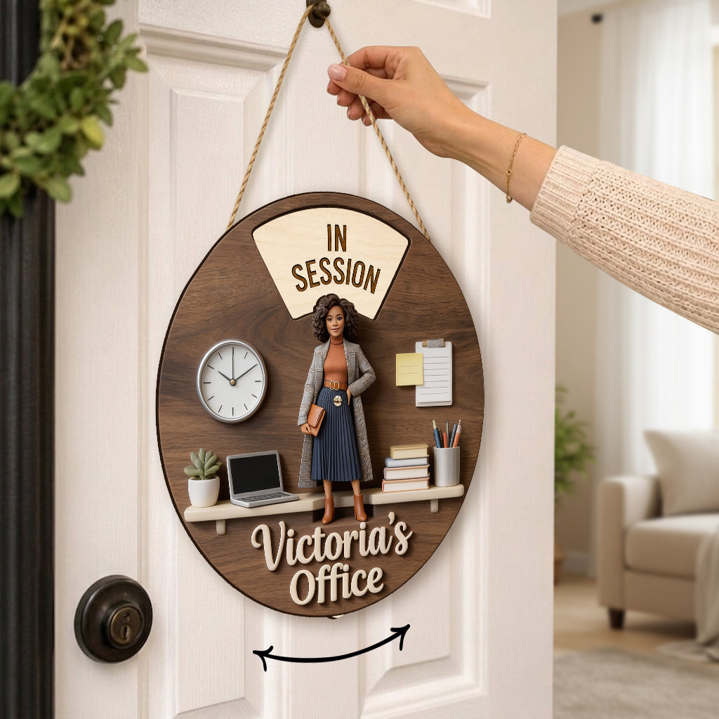 Custom Photo Black Man Office Status Spinner Sign, Personalized Home Office Gift