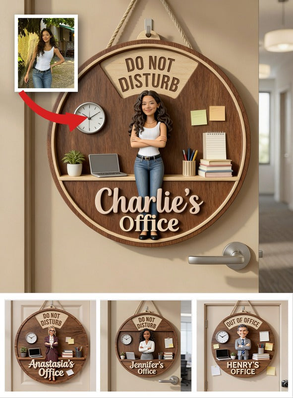 Custom Photo Latina Woman Office Spinner Sign Work Status Door Decor Gift