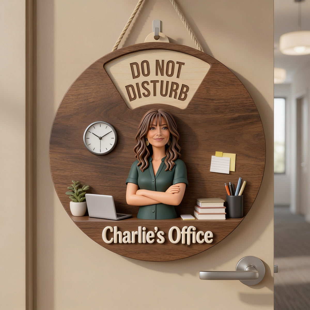 Custom Photo Older Latina Woman Office Spinner Sign Office Door Status Decor