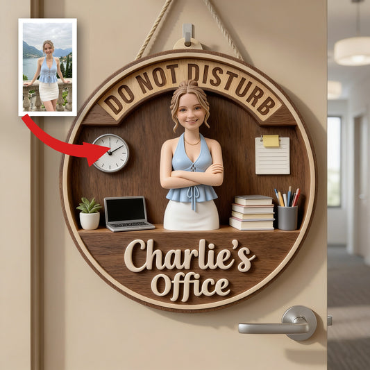 Custom Photo Office Woman Spinner Sign Do Not Disturb Office Door Decor