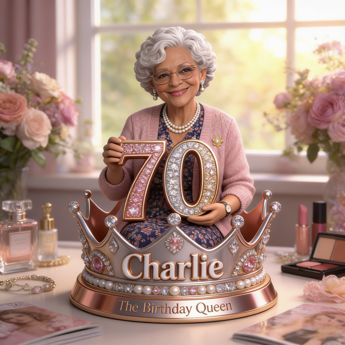 Personalized Birthday Older Black Woman 70th Custom Shaped Acrylic Plaque Gift