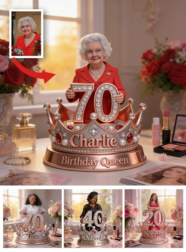 Personalized 70th Birthday Older Woman Custom Shaped Acrylic Plaque Gift for Grandma