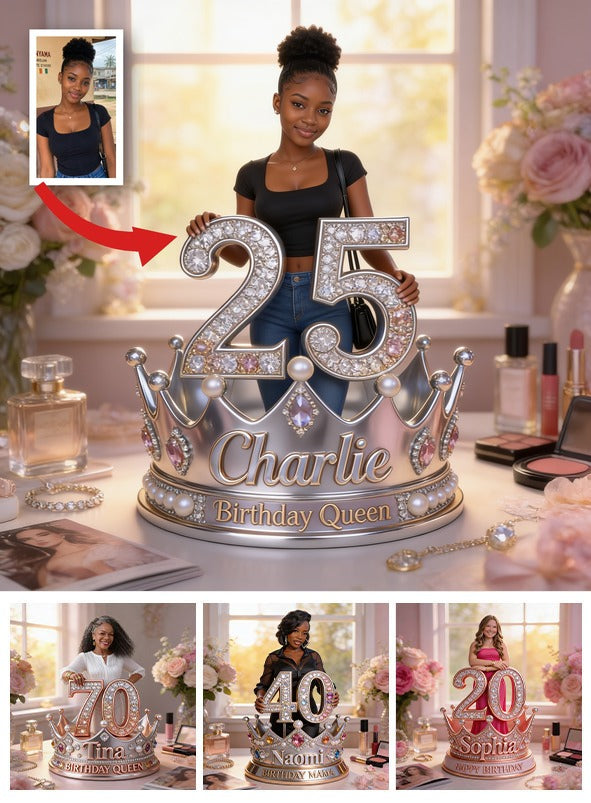 Personalized Birthday Black Woman Queen Custom Shaped Acrylic Plaque Gift for Her