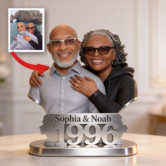 Custom Photo 30th Anniversary Middle-Aged Black Couple 1996 Acrylic Plaque, Couple Keepsake Gift