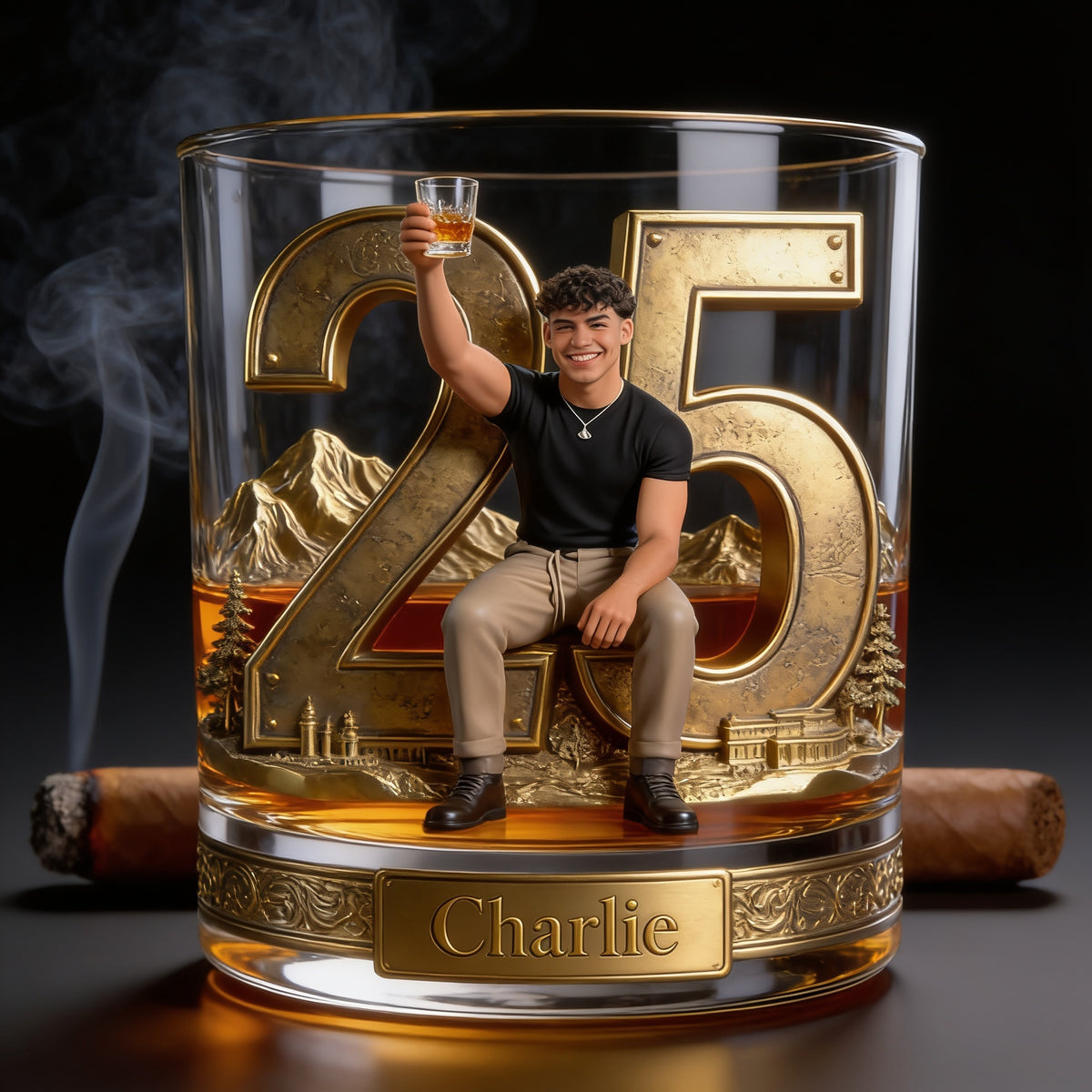 Personalized 25th Birthday Latino Man Whiskey Glass Gift For Husband Boyfriend Son