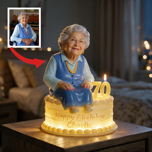 Personalized 70th Birthday Older Latina Woman Acrylic LED Night Light Grandma Gift