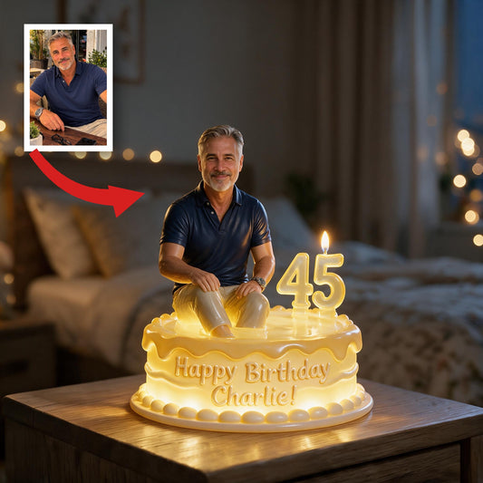 Personalized 50th Birthday Middle-Aged Man Acrylic LED Night Light, Dad Grandpa Gift