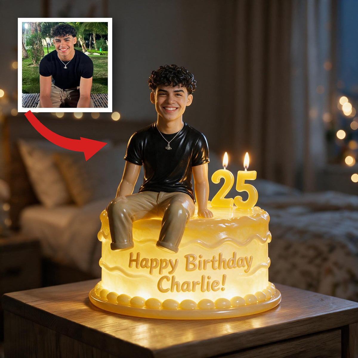 Personalized 25th Birthday Latino Man Acrylic LED Night Light Keepsake Gift