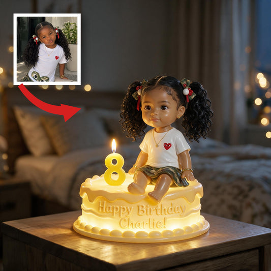 Personalized Birthday Black Little Girl Acrylic LED Night Light, Custom Keepsake Gift for Daughter Granddaughter Niece