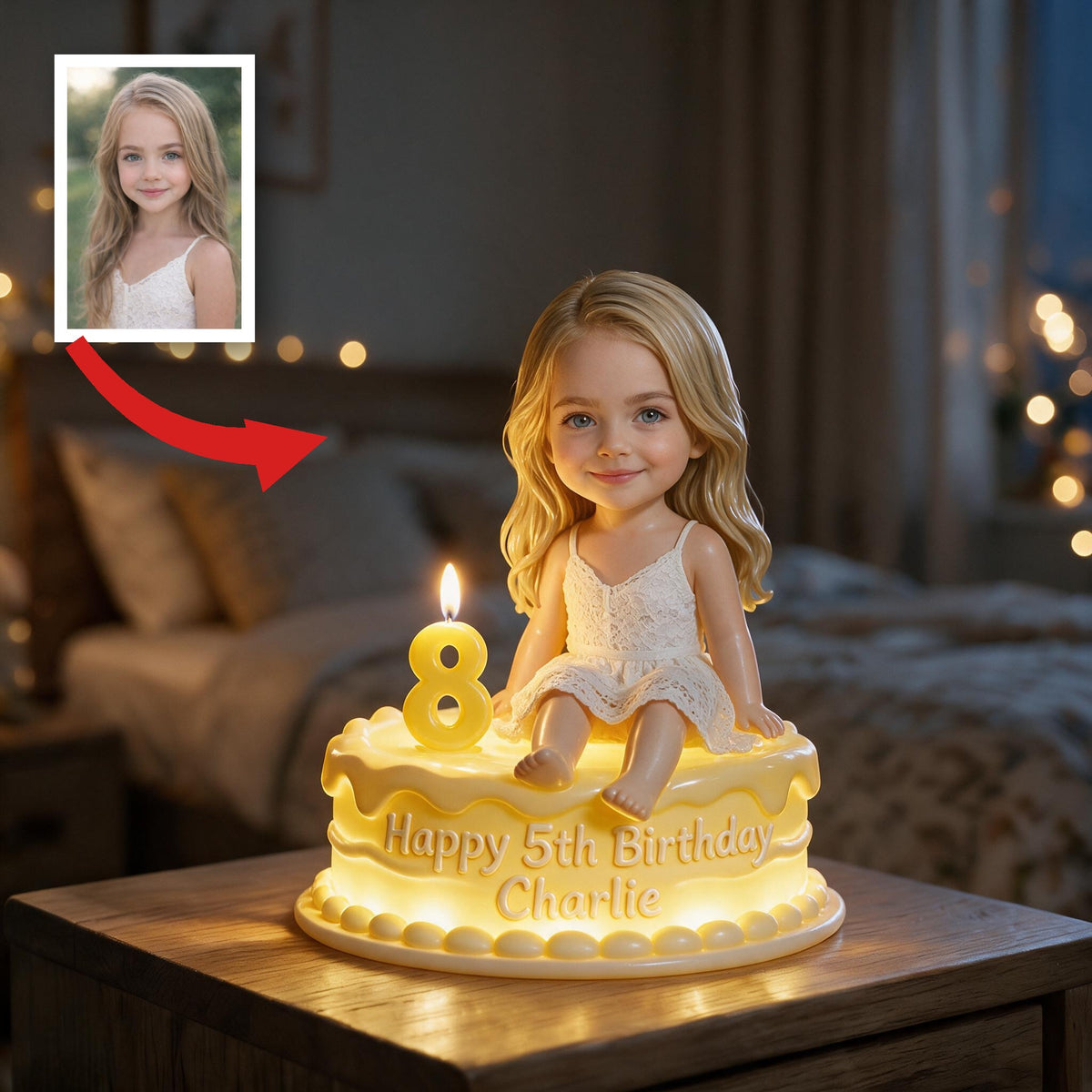 Personalized Birthday Little Girl Acrylic LED Night Light, Keepsake Gift for Daughter Granddaughter Niece
