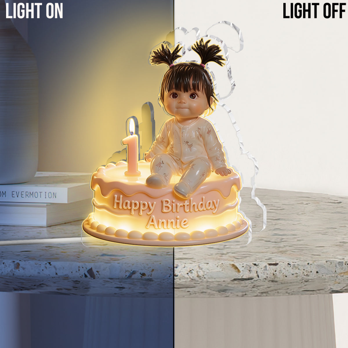 Personalized 70th Birthday Older Black Woman Acrylic LED Night Light