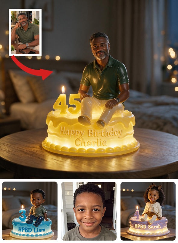 Personalized 50th Birthday Middle-Aged Black Man Acrylic LED Night Light Gift for Dad
