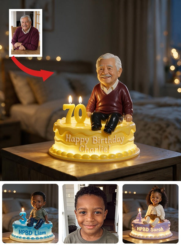Personalized 70th Birthday Older Latino Man Acrylic LED Night Light Grandpa Gift