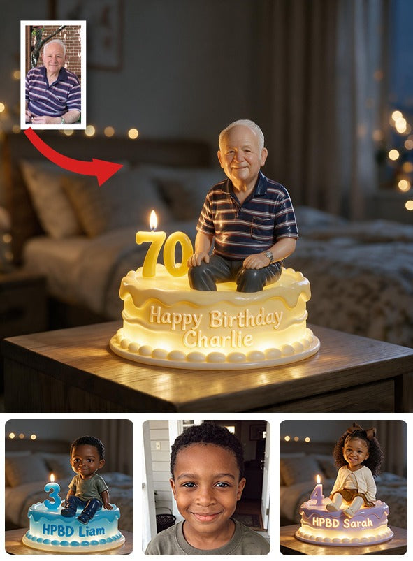 Personalized 70th Birthday Older Man Acrylic LED Night Light, Dad Grandpa Gift