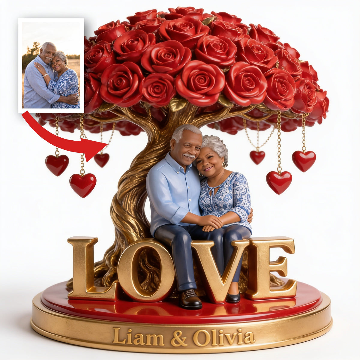 Custom Photo Older Black Couple Shaped Acrylic Plaque Love Tree Keepsake Gift