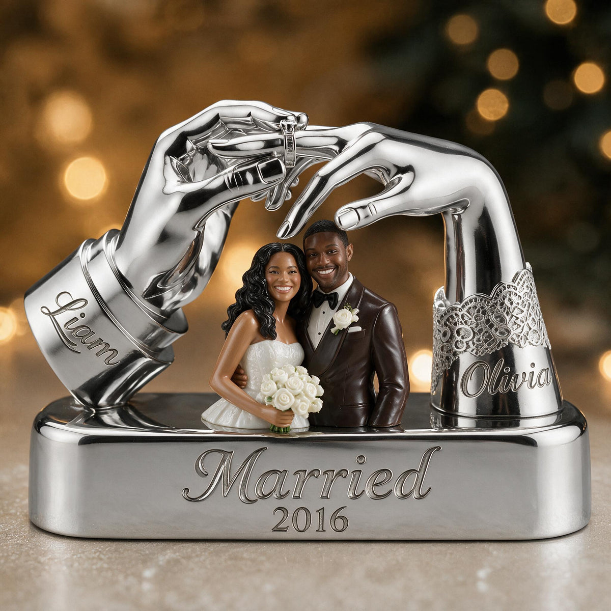 Custom Photo 10th Wedding Anniversary 2016 Black Couple Acrylic Plaque Couple Keepsake Gift