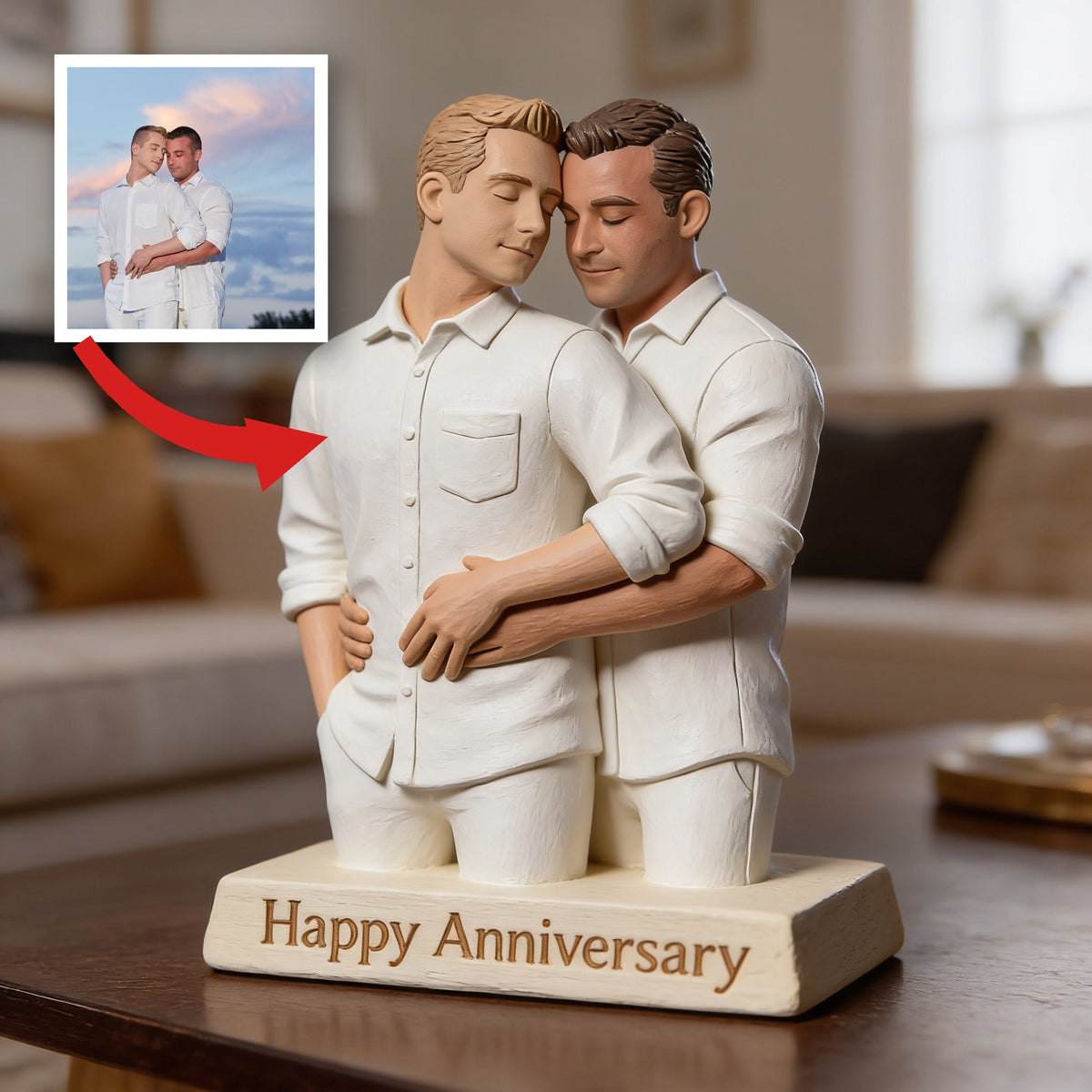 Plaque Acrylique Personnalisée LGBT Anniversaire Couple Gay
