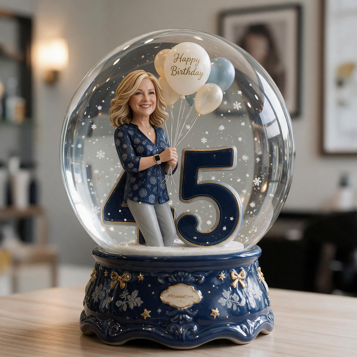 Plaque en acrylique personnalisée pour le 45e anniversaire d'une femme d'âge moyen