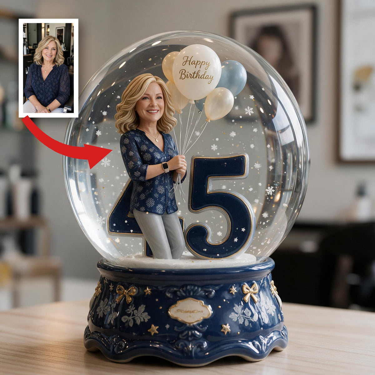 Plaque en acrylique personnalisée pour le 45e anniversaire d'une femme d'âge moyen
