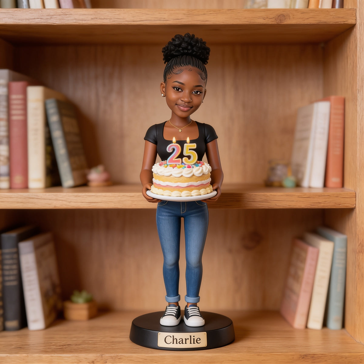 Personalized 25th Birthday Black Woman Custom Shaped Acrylic Plaque