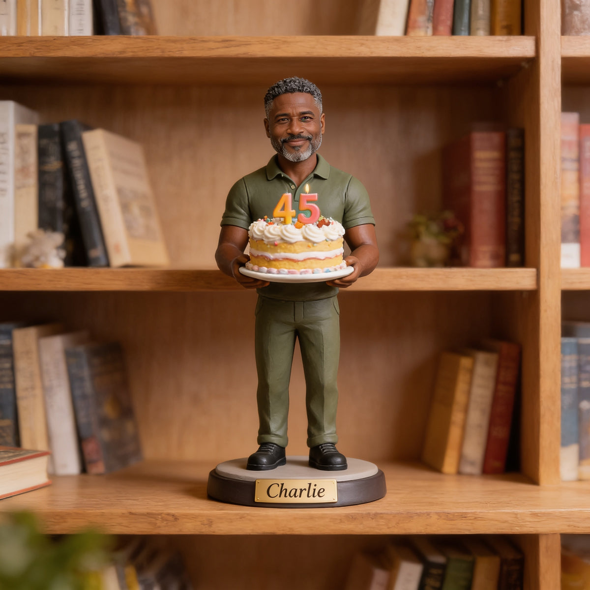Personalized 45th Birthday Middle-Aged Black Man Custom Shaped Acrylic Plaque Gift